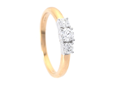 Smycken, TRESTENSRING, 18K guld/vitguld