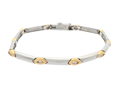 Smycken, ARMBAND, 18K vitguld/guld med 10 st briljanter 0,20 ctv