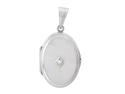 Smycken, MEDALJONG, 18K vitguld