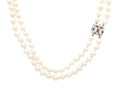 Smycken, PÄRLCOLLIER, odlade pärlor ca 7,0 mm