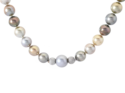 Smycken, PÄRLCOLLIER, odlade tahitipärlor ca 10,2-12,9 mm