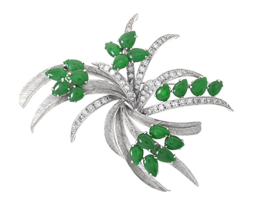 Smycken, BROSCH, 14K vitguld
