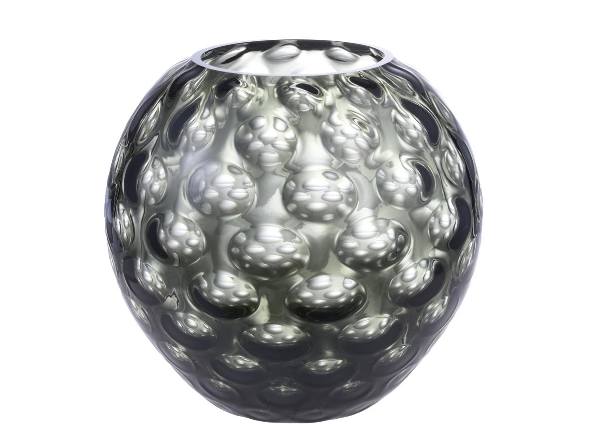 ANNA VON LIPA, vas, "Kugel", glas, grå, höjd 17 cm, originalkartong.