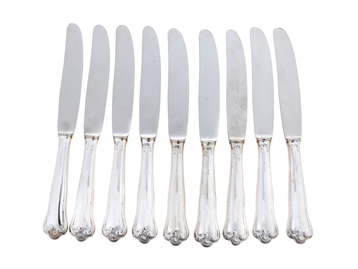 DESSERTKNIVAR, silver, stålblad, 9 stycken, längd 17 cm, modell Symfoni, vikt 257,6 g.