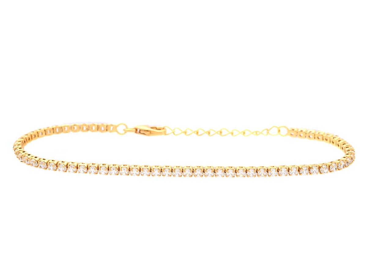 TENNISARMBAND, förgyllt sterlingsilver, cubic zirconia, längd 15 cm-17,5 cm, vikt ca 2,9 g.