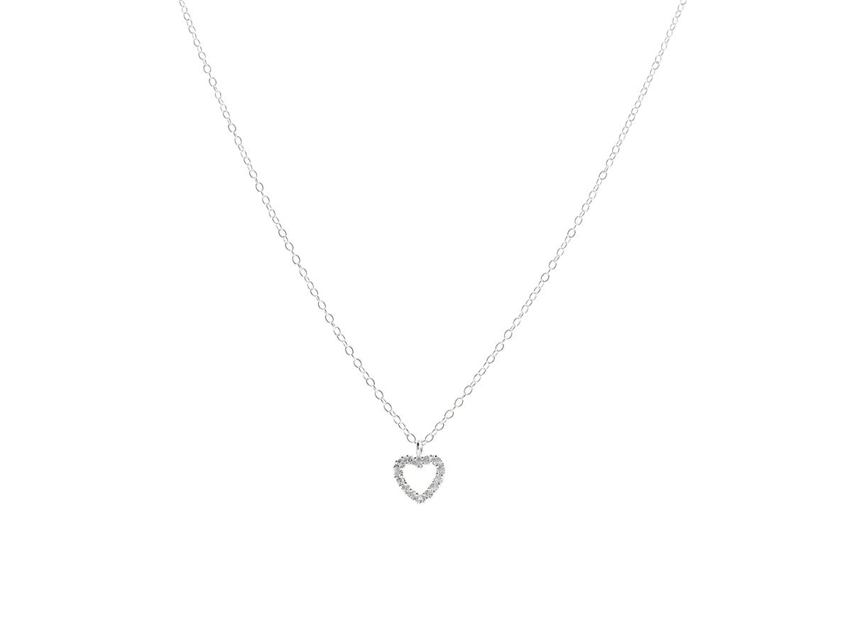 HÄNGE MED KEDJA, sterlingsilver, cubic zirconia, ankarlänk, hjärta, längd 45 cm, vikt ca 1 g.