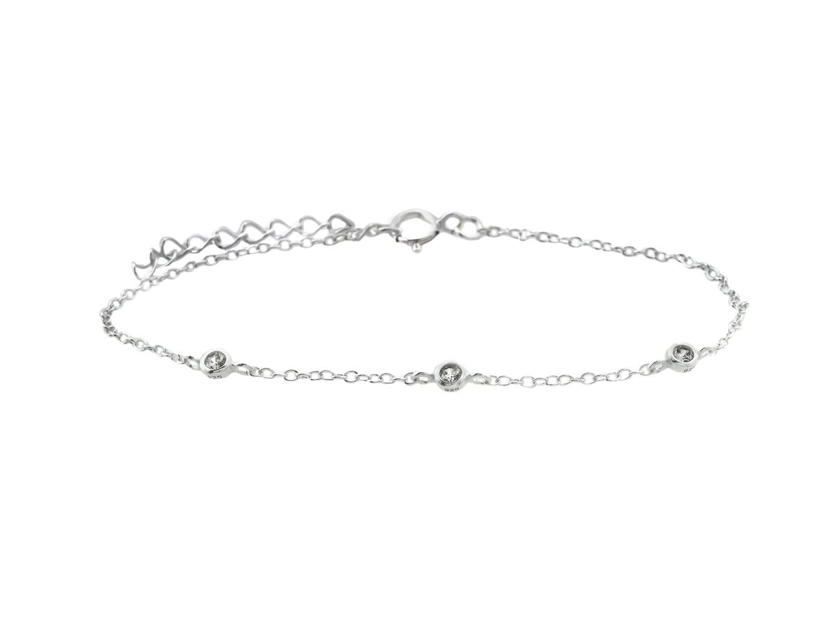 ARMBAND, sterlingsilver, cubic zirconia, längd 15 cm - 18 cm, vikt 0,7 g.