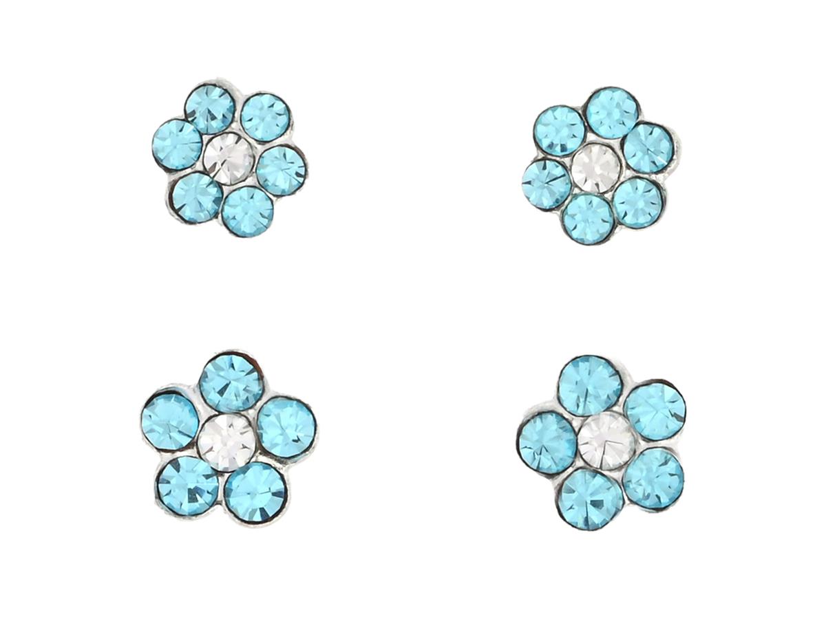 SMYCKESET, 2 par örhängen, sterlingsilver, cubic zirconia, blommor, stift, vikt 0,7 g.