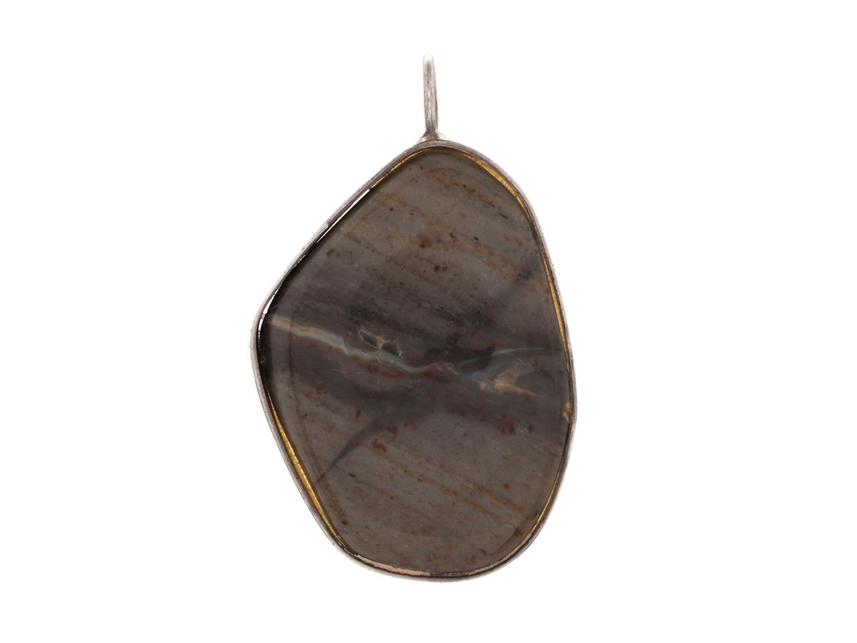 HÄNGE, silver, natursten, höjd 4,7 cm, Westanmo Import, Göteborg, år 1975, vikt 10,3 g.