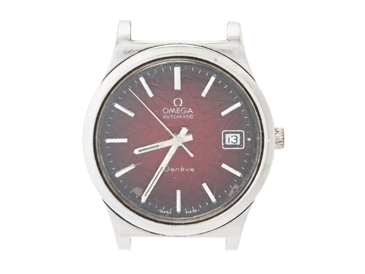 OMEGA, Genève (-Swiss Made-), Cal 1012, Serie nr. 37712492, Ref nr. ST 166.0168, Boett nr. 166.0168 (LL), herrur, 36 mm, stål, automatisk, plexiglas (skadat), datum, skadad urtavla (se bild), servicebehov, ca 1973.