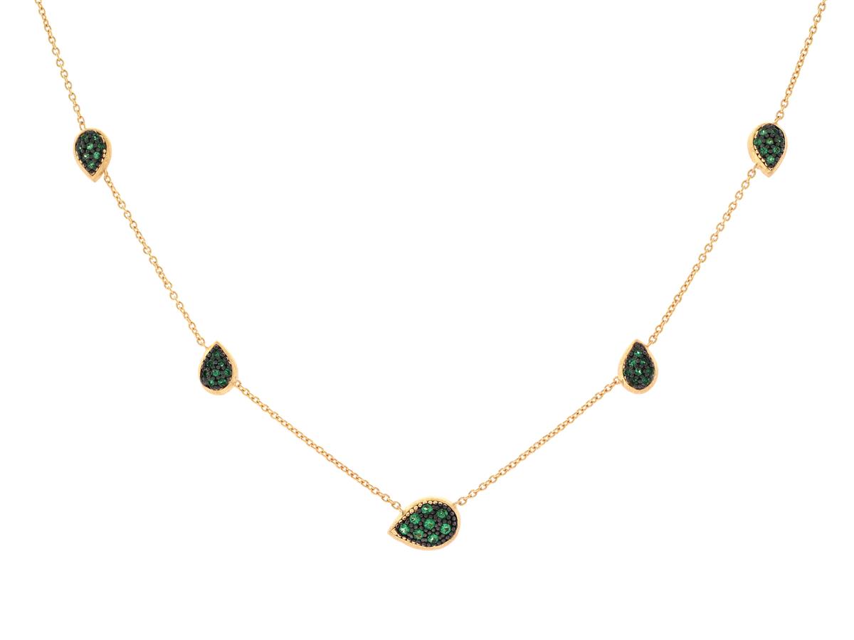 MARCELLO PANE, collier, förgyllt sterlingsilver, gröna stenar, längd 37,5 cm - 41 cm, vikt 4,7 g.