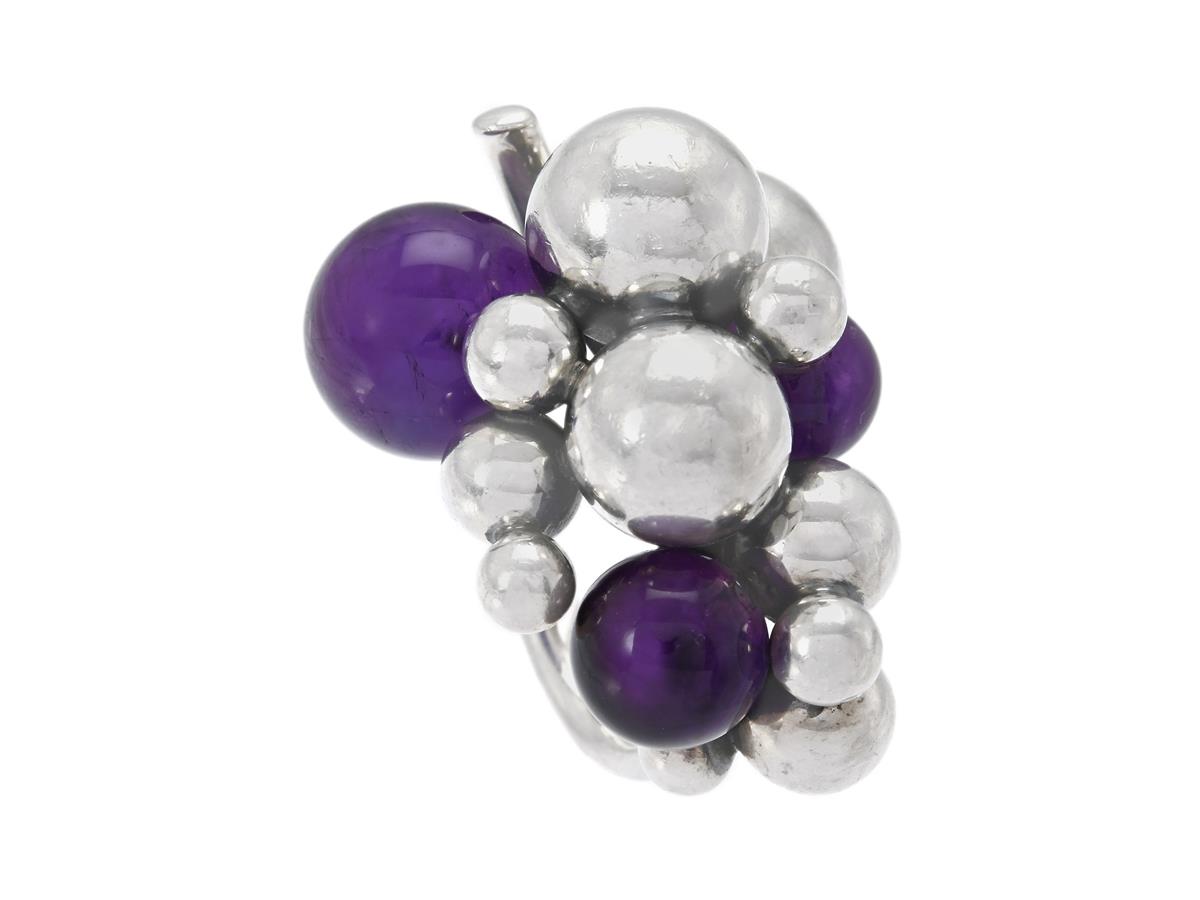 GEORG JENSEN, ring, Moonlight Grapes, sterlingsilver, ametist, stl 17,5 mm (55), vikt 19,4 g.