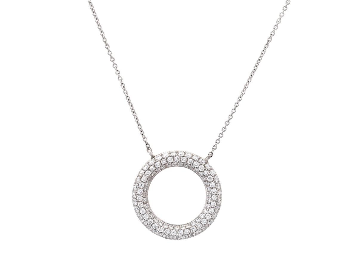 STRÖMDAHLS, collier, 18K vitguld, briljantslipade diamanter 0,70 ctv, TW/VS-SI, diameter 17 mm, längd 42-45 cm, vikt 4,1 g.