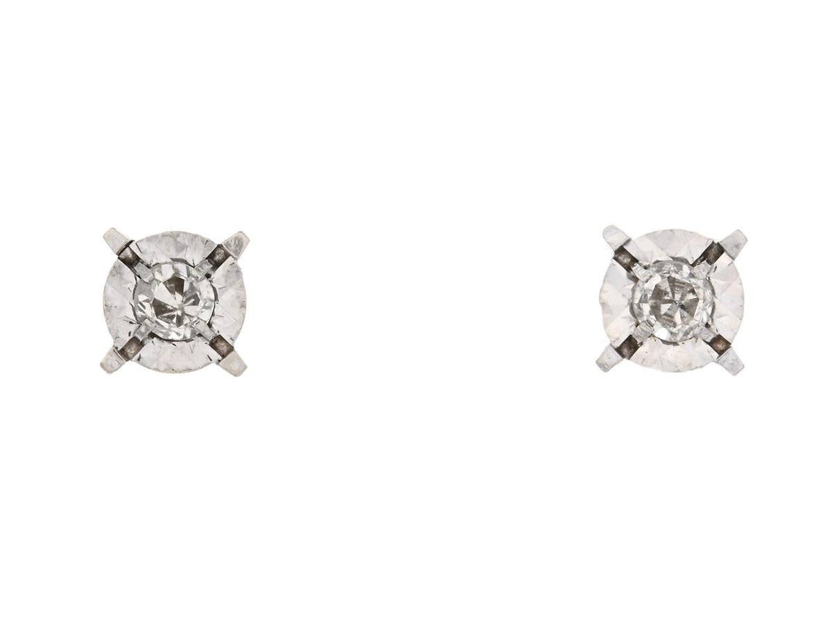 ENSTENSÖRHÄNGEN, 18K vitguld, åttkantslipade diamanter ca 0,03 ctv, ca Cr/SI, vikt 0,8 g, stift.