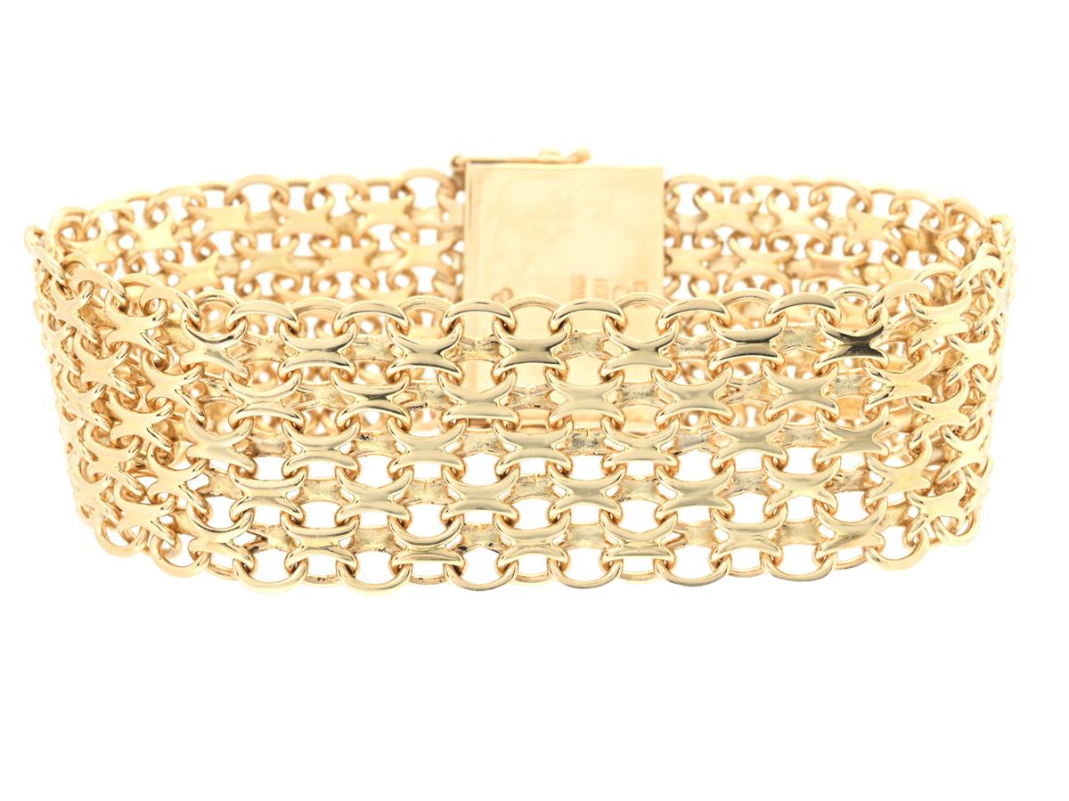 ARMBAND, 18K guld, X-länk, Stockholm 1978, bredd 20 mm, längd 18,5 cm, vikt 43,8 g.