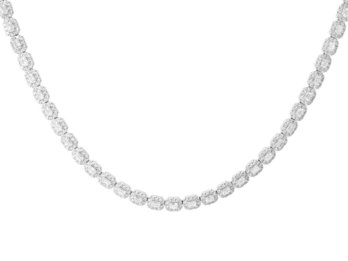COLLIER, 18K vitguld, 37 smaragdslipade diamanter 2,92 ctv, 370 briljantslipade diamanter 2,24 ctv, ca TW/VS, längd 45 cm, vikt 33,2 g.