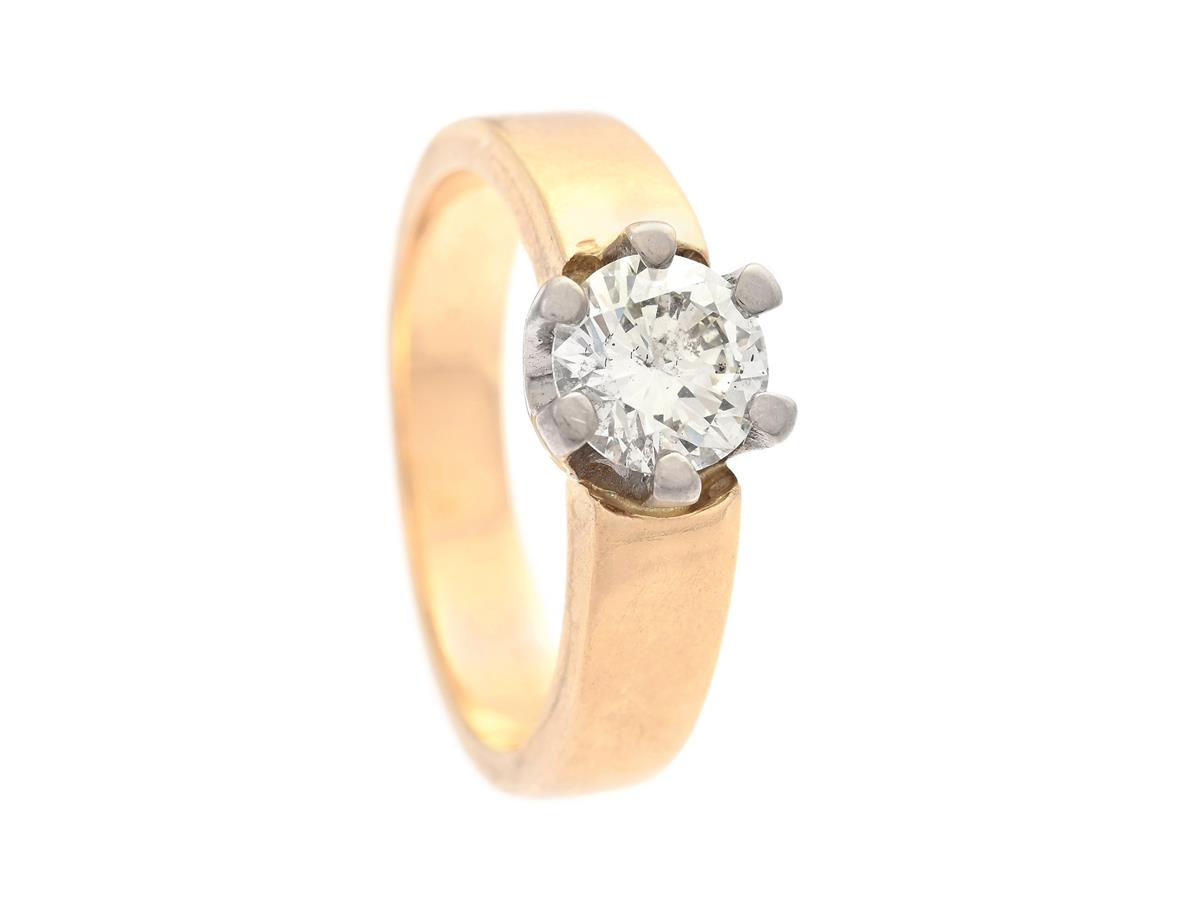 ENSTENSRING, 14K guld, briljantslipad diamant ca 1,01 ct ca TCa/SI2, stl 17,75 mm, vikt 6,7 g.