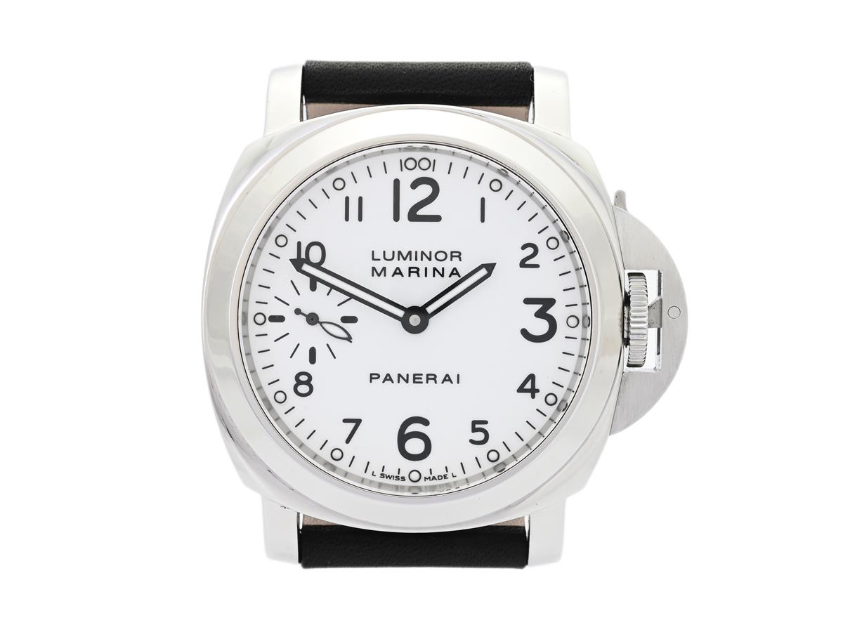 PANERAI, Luminor Marina, Cal OPXI (ETA/Unitas), Verk nr. 528982, Serie nr. K493/700, Ref nr. PAM 00113, Boett nr. PB0592530/OP6727, herrur, 44 mm, stål, manuell, safirglas, liten sekundvisare, glasbaksida, läderband, originalspänne, cert, juni 2009, box (ej komplett), ytterkartong.