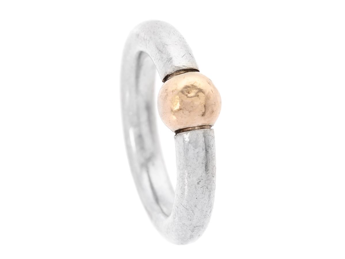 RING, sterlingsilver/14K guld, Frits Heiring Sorenson, stl 15,75 mm, vikt 6,5 g.