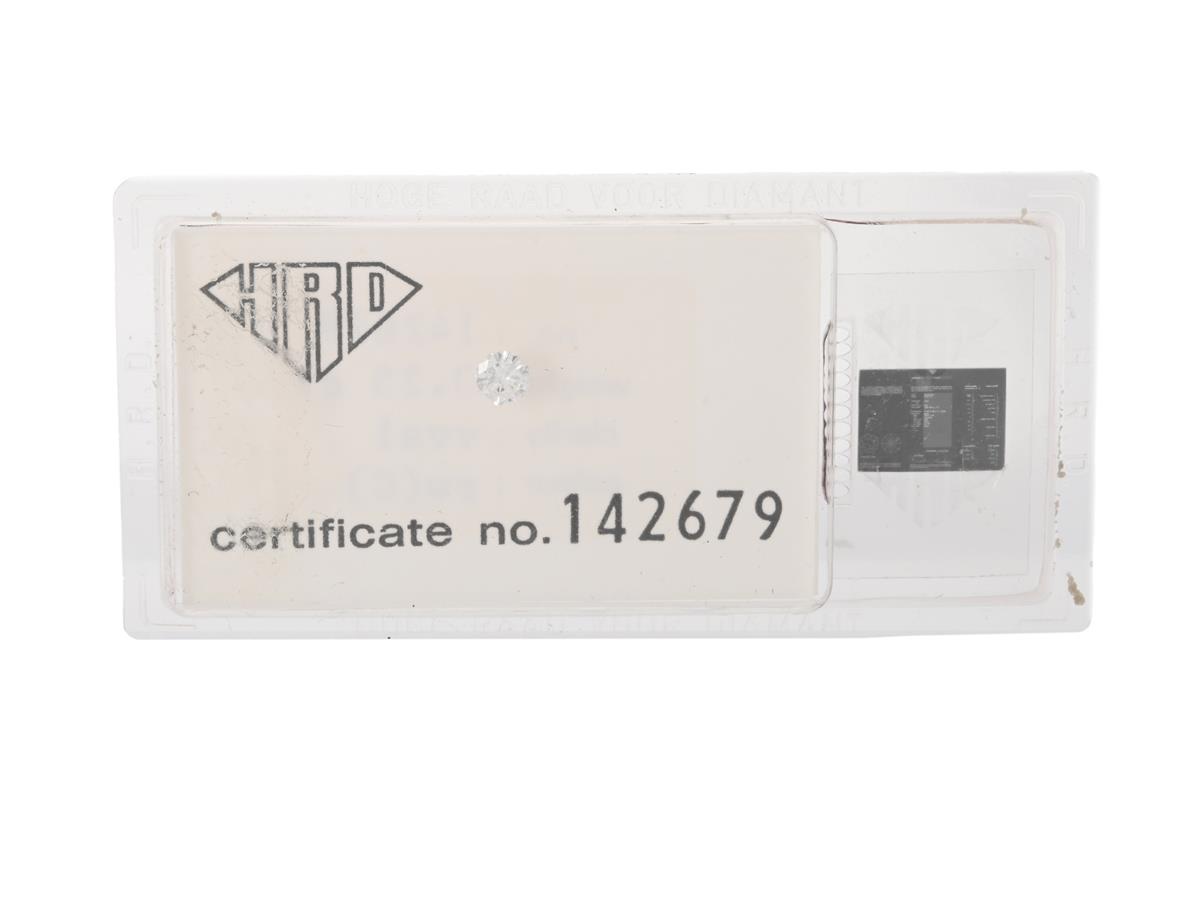 DIAMANT, briljantslipad 0,25 ct, TW(G)/VVS1, HRD certifikatnummer 142679, mått 4,27 x 4.33 x 2,30 mm, förseglad, HRD certifikat.