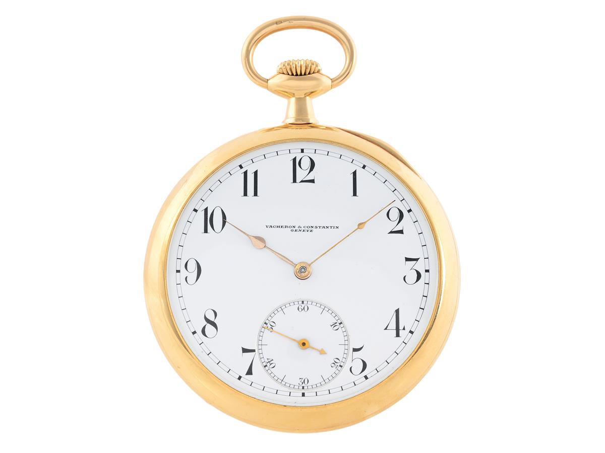VACHERON & CONSTANTIN, Genève, fickur, 53 mm, Serie nr. 366475, Boett nr. 233586, 18K guld, ankargång, vargtänder, innerlock i 18K guld, ca 1915.