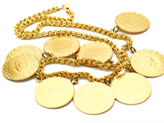 Smycken, Halskedja 14K med 9 plaketter 22K, 56cm, i auktion: Pant – Tisdag 10 november 2015