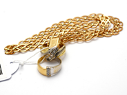 Parti, Parti guld 18K defekt med stenar 30,8g , i auktion: Pant – Tisdag 10 november 2015
