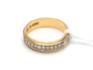Smycken, Ring 18K 3,5g tvåfärgad med diamanter 10xca0,01ct Ø15¾, i auktion: Pant – Tisdag 5 juli 2016