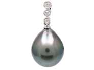 Smycken - PÄRLHÄNGE, 18K vitguld med Tahiti pärla 10 mm 3 briljanter 0,04 ctv - View 1