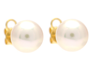 Smycken - PÄRLÖRHÄNGEN, 18K guld med 2 st odlade pärlor 8,9 mm stift - View 1