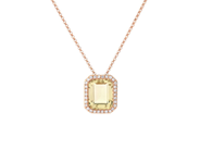 HÄNGE/KEDJA, 18K roséguld med limekvarts 3,16 ct, 30 briljanter 0,18 ctv, W/SI, längd 42 cm, vikt 4,3 g på auktion i Stockholm, Stockholms län hos Kaplans Auktioner