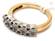 Smycken, Ring 18K tvåfärgad 4,6g Ø17½ med diamanter 5xca0,00,03ct + 30xca0,01ct, i auktion: Pant – Tisdag 5 mars 2019
