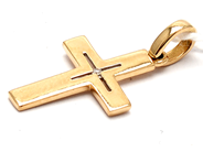 Smycken, Hänge 18K 1,0g med diamant 1xca0,005ct, Kors, i auktion: Pant – Tisdag 5 mars 2019