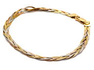 Smycken - Armband trefärgat 18K 5,7g 19,5cm, flätad länk - View 1