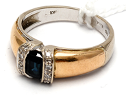 Smycken - Ring tvåfärgad 18K 5,3g Ø17¼ med sten och diamanter 8xca0,01ct  - View 2