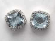 Smycken, Örhängen vitguld 18K 2,6g med ljusblå sten och diamanter 40xca.0,005ct, i auktion: Pant – Tisdag 23 april 2019