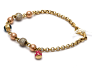 Smycken, Armband 14K 7,7g 19cm med en berlock, i auktion: Pant – Tisdag 23 april 2019