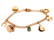 Smycken, Armband 18K 10,2g 19,5cm, Bismarck med berlocker, i auktion: Pant – Tisdag 23 april 2019