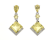 Smycken - ÖRHÄNGEN, 18K vitguld med 6 limekvarts 2,57 ctv - View 1