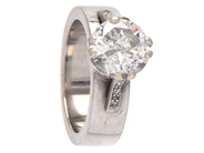 Parti - Ring 18K 9,8g vitguld med diamanter 1xca2,0ct (tydliga inneslutningar) 6xca0,005-0,01ct åttkantsslipade Ø15 ½ i ask - View 1
