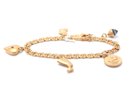 Smycken, Armband 18K 15,2g 18,5cm Bismarck med 5 berlocker , i auktion: Pant – Tisdag 21 januari 2020