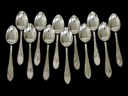 Silver, Moccaskedar 12st Slottsbarock, svensk stämplat silver 165,5g längd 112mm, i auktion: Pant – Tisdag 21 januari 2020