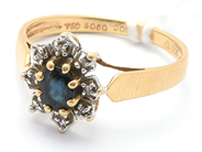 Smycken, Ring 18K 2,6g Ø16 1/2 med sten och diamanter 8xca0,005ct, i auktion: Pant – Tisdag 21 april 2020