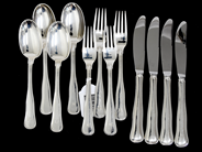 Parti, Bordsbestick S830 650,5g 4st Knivar 203mm (blad i rostfritt stål), 4st Gafflar 172mm, i auktion: Pant – Tisdag 16 juni 2020