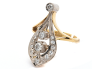 Smycken, Ring 18K 7,1g Ø16¾, med diamanter 1xca0,14ct 1xca0,08ct 1xca0,05ct 1xca0,04ct 10xca0,01-0,02ct, i auktion: Pant – Tisdag 16 juni 2020