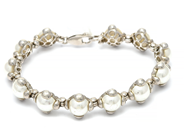 Smycken, Armband S925 27,2g 19,5cm med imitationspärlor, i auktion: Pant – Tisdag 8 september 2020