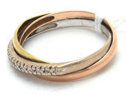 Smycken, Ring trefärgad med dia 10 xca 0,005ct Ø17 18K 3g, i auktion: Pant – Tisdag 8 september 2020