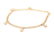 Smycken - Armband Bismarck 18K 4,2g 18,5cm bredd:3mm med fem berlocker hjärtan  - View 1