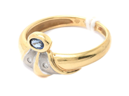 Smycken - Ring 18K 2,2g Ø15 med blå sten och diamanter 2xca0,005ct  - View 1