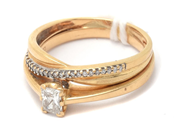 Parti - Ring 18K 7,8g Ø16½ med diamanter 1xca0,25ct 21xca0,005ct - View 1